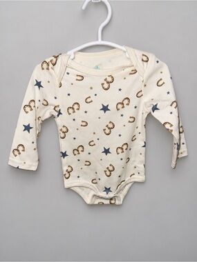 Disney Baby 3–6 Months Cream Horseshoe & Star Western Long Sleeve Bodysuit